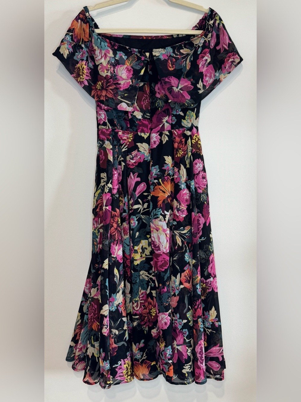 ASOS Women’s Floral Off the Shoulder Midi Dress Size 4 - Picture 3 of 9
